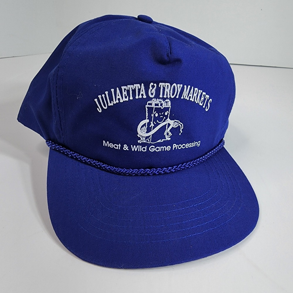 Vintage Cameo "Juliaetta & Troy Markets Meat & Wild Game" Snapback Hat Rope Cap
